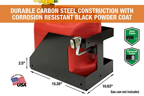 Buyers Products LT32 Locking Rack Gas Container Holder For Open & Closed Landscape Trailers, Made In The USA, Lawn Care Equipment, Secure Storage For Landscape Tools - view 3