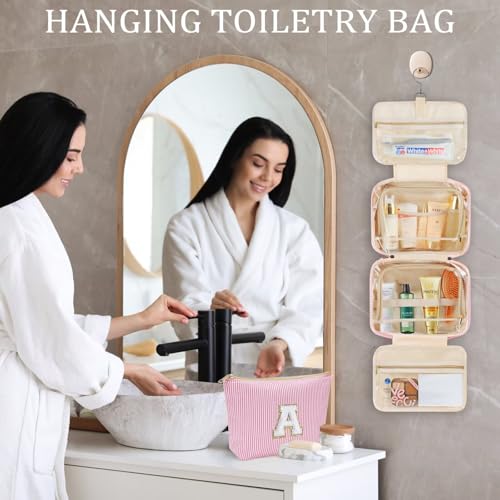 Travel Hanging Toiletry Bag Makeup Bag, Women Girls Gifts, Pink A - view 3