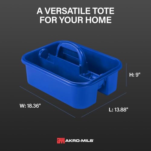 09185 Plastic Tote Tool & Supply Cleaning Caddy with Handle, (18-3/8-Inch x 13-7/8-Inch x 9-Inch), Blue (09185BLUE) - view 4