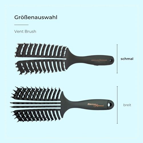 Vent Brush (Slim) | Hair Brush for Gentle Detangling and Massaging. Hair Brush with Ergonomic Handle, with Natural Bristles and Nylon Pins for Healthy Hair | Colour: Black - view 5