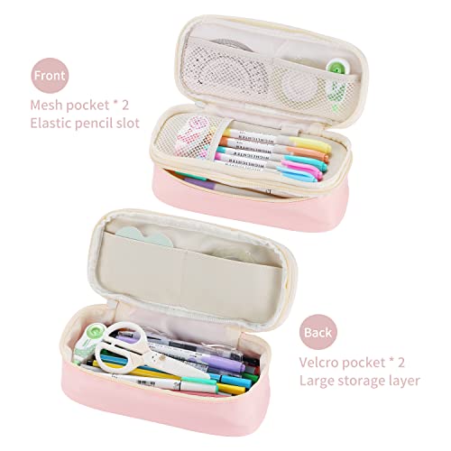 Large Pencil Case for Girls Kids Teens Big Zipper Pencil Pouch Pink - view 3