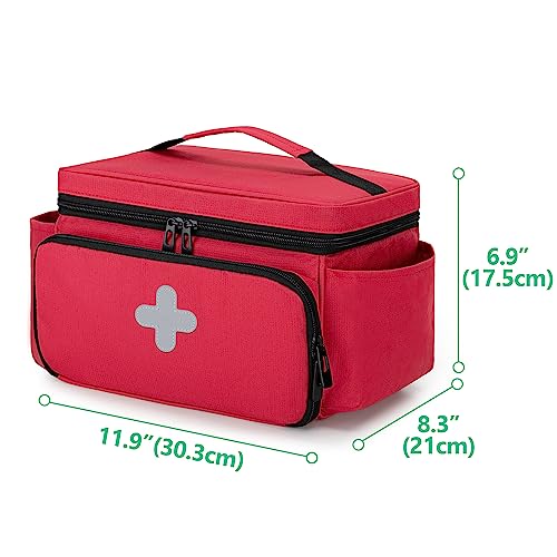 Small Medicine Storage Bag, Empty Family First Aid Kits Case, Red - view 6