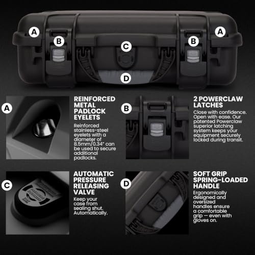 910 Hard Case with Customizable Cubed Foam, IP67 Waterproof, Dustproof and Impact Resistant, 14.3” x 11.1” x 4.7”, Rugged Construction for Ultimate Protection, Made in Canada – Black - view 5