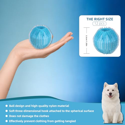 Pet Hair Remover for Laundry, pet Hair Remover for Washer and pet Hair Remover for Dryer, Dryer Balls pet Hair, Reusable Dog & Cat Hair Catcher for Clothes, Bedding & Blankets, Pick of 12 - view 4