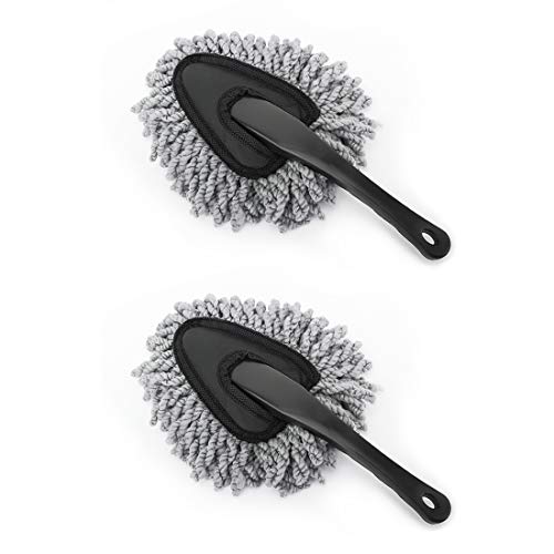 2 Pack Microfiber Car Dash Duster, Super Soft No-Scratch Interior Detail Brush for Dashboard, Air Vents & Center Console, Washable Reusable Cleaning Tool, Gray