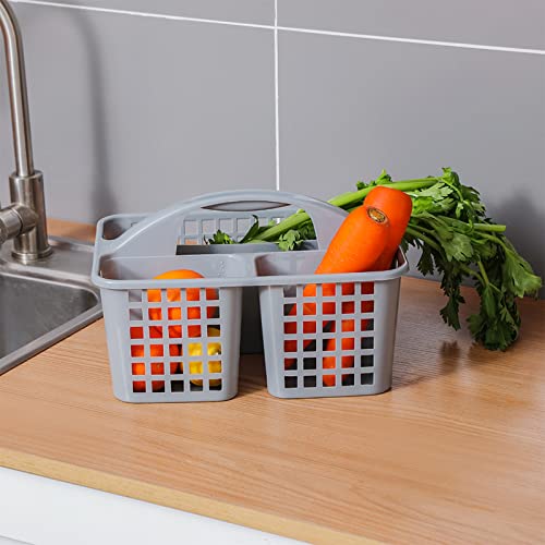 Portable Shower Caddy Basket Plastic Storage Basket with Compartments Grey - view 6