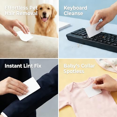 Lint Remover Sheets – 50-Pack Portable Lint Remover Stickers for Clothes & Pet Hair, Pocket-Size Lint Tape for Travel, Dark Fabrics, Suits & Couches (2.6"x3.5", No Batteries) - view 3