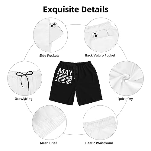 May Contain Alcohol Mens Swim Trunks Quick Dry Swim Shorts Swimwear Bathing Suits with Pockets - view 6
