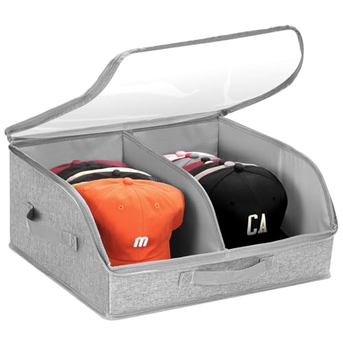 Hat Organizer for Baseball Caps, Large Hat Storage Box for Closet, Gray