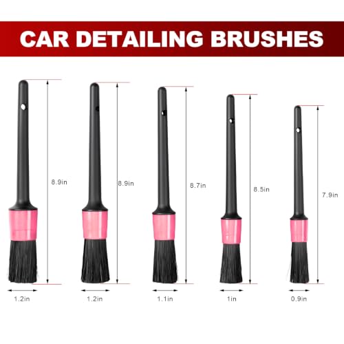 5 PCS Car Detailing Brush Set, Pink - view 2