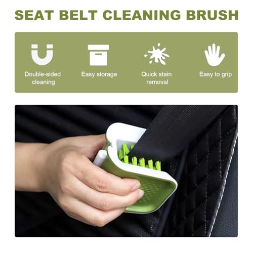 Car Seat Belt Cleaning Brush, U-Shaped Auto Interior Washing Brush with Double-Sided Bristles, Closeable Safety Belt Bristle Scrubber Cutlery Cleaner Brush for Car Home - view 4