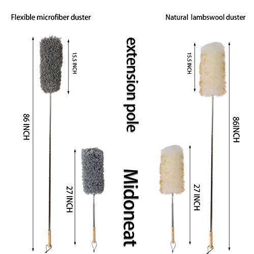 Lambswool and Microfiber Duster, 2 Counts, Long Reach/Extendable Duster Up to 86" for Cleaning High Ceiling Fan, Interior Roof, Cobweb, Keyboard, Furniture - view 2