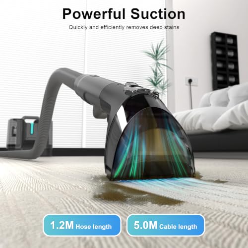 Carpet Cleaner Machine Upholstery - 450W Shampooer Couch Cleaning Portable Vacuum Rug Sofa Car Seat Fabric Mattress Pet Spot Extractor for Furniture Water Hand Held Scrubber Washer Deep Black - view 3
