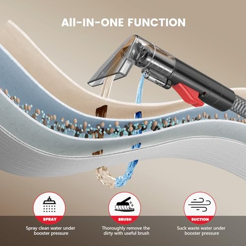 Portable Carpet & Upholstery Cleaner Machine, 15Kpa Strong Suction Spot Cleaner for Sofa, Car Seats, Pet Stains, Rugs – Carpet Cleaning Machine with Dual Brush Heads & Self-Cleaning System - view 2