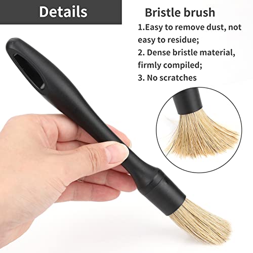 Car Detailing Brush Set, 3 Pcs Car Interior Detailing Brushes Natural Boars Hair Detail Brush Auto Ultra-Soft Detail Cleaning Brush Tool for Interior/Exterior Automotive Trim Wheel Rim Engine - view 3