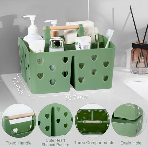 Portable Shower Caddy Plastic Shower Basket Organizer with Handle, Green - view 4