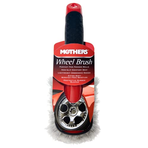 Car Wash Brush, Wheel and Fender Brush, Short Handle Tire Cleaner for Car Detailing, 10 Inch, Red/Black - view 7