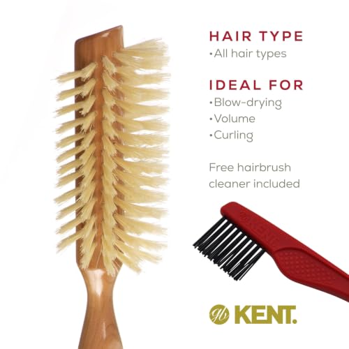 LC7 Half Radial Hair Brushes for Women Curling Hair Brush Made of Cherrywood - White Natural Boar Bristle Hairbrush Adds Volume to Shoulder Length Hair - Salon Style Pure Wood Brush from - view 2