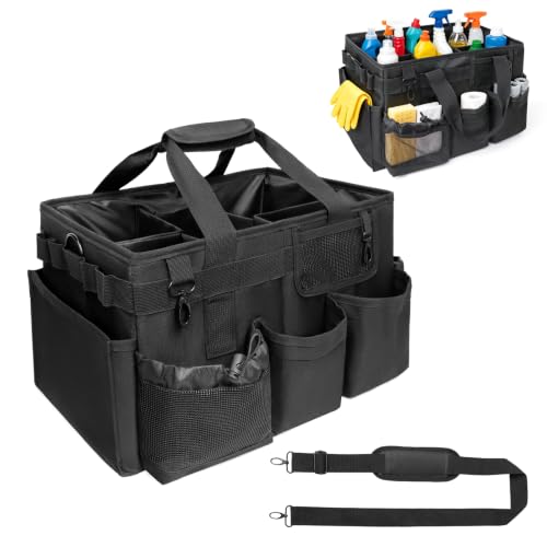 Large Cleaning Caddy Organizer, Adj Straps & Board Dividers