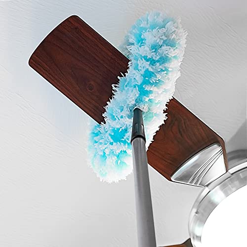 Fuzzy Fan Duster – Dust & Clean Ceiling Fans, Walls, Woodwork – Polystatic & Microfiber Grabs & Holds Dust, Lint, Cobwebs & Dirt - Fan Duster with Handle (Teal) - view 2