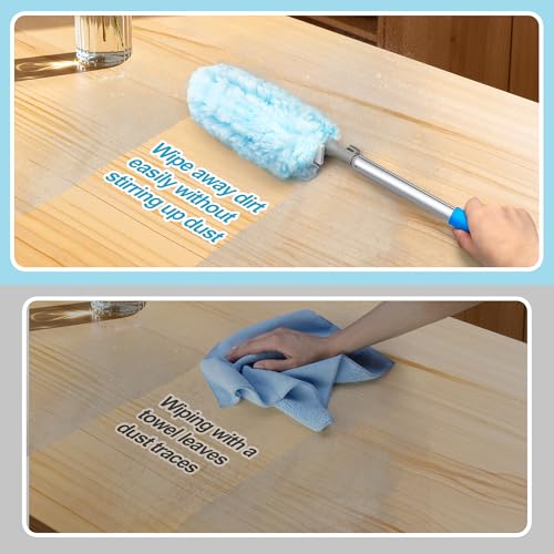 Duster with 6 ft Extension Pole, 10 Refills Compatible with Swiffer Super Extendable Handle Heavy Duty Dusting Wand Starter Kit for Cleaning High Ceiling Fan Shelves Vent Window Blind - view 5