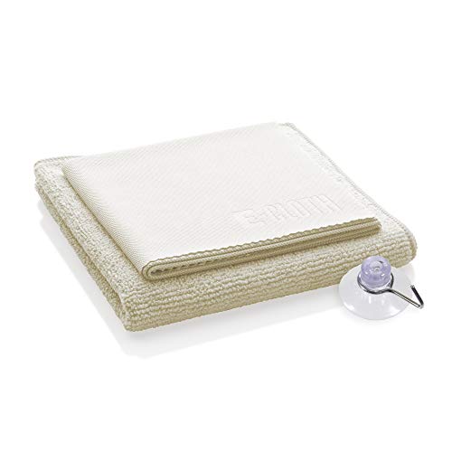 Shower Cleaning Kit, Reusable Microfiber Cleaning Cloth, Ideal Shower Cleaner for Glass, Tile, Ceramic, Bathroom and Bathtub, 100 Wash Guarantee, Ivory, 2 Cloth Set