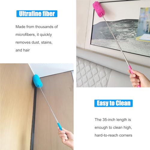 3 PCS 15.7 to 35.5 Inch Extendable Telescoping Microfiber Duster Bendable Brush Washable Dusting Brush for Home Office Car - view 5