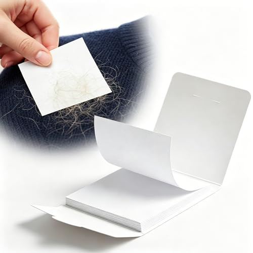 Lint Remover Sheets – 50-Pack Portable Lint Remover Stickers for Clothes & Pet Hair, Pocket-Size Lint Tape for Travel, Dark Fabrics, Suits & Couches (2.6"x3.5", No Batteries)