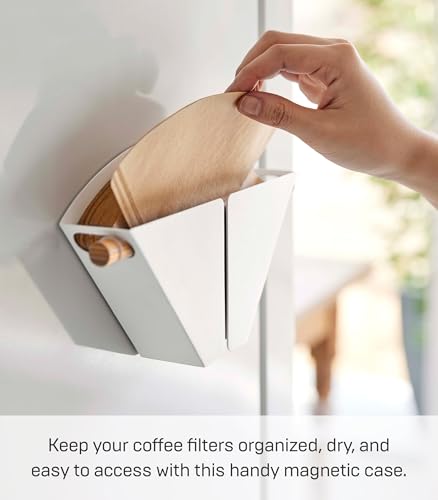 Home Magnetic Coffee Filter Case, Size 04, Steel and Wood, White - view 4
