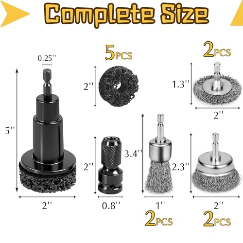Wheel Hub Cleaning Tool, Brake Rotor Resurfacing Kit - 5 Pads & Coarse Carbon Steel Crimping Wire Wheel Brush, Rust Removal Tool for Car Repair - view 2