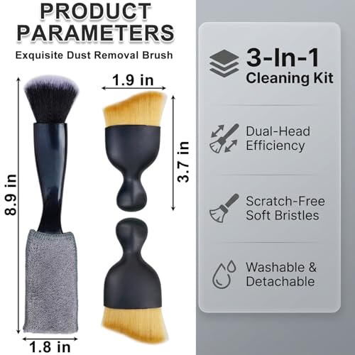 3 Pcs Exquisite Microfiber Duster Brushes, Car Detailing Brushes, Feather Duster, Efficient Dust Removal, Cleaning Tool Perfect for Computers, Keyboards, Car Interior, Photo Frames, Digital Devices - view 2