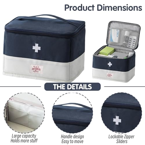 Medicine Travel Bag Organizer, Empty First Aid Box, for Home, Travel, Camping, Car, Hiking & Outdoor Emergencies, Travel Medicine Kit - view 3