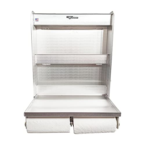445 Trailer Door Cabinet Organizer Senior Work Station Storage - Made in USA - Flip Out Work Tray Spring Loaded Paper Towel Tensioner Aluminum Garage Bike Shop 25 x 6 x 30 (Silver) - view 5