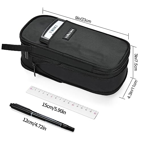 Foldable Pencil Case Pouch Bag for Boys Teens Big Capacity Box,Black - view 4