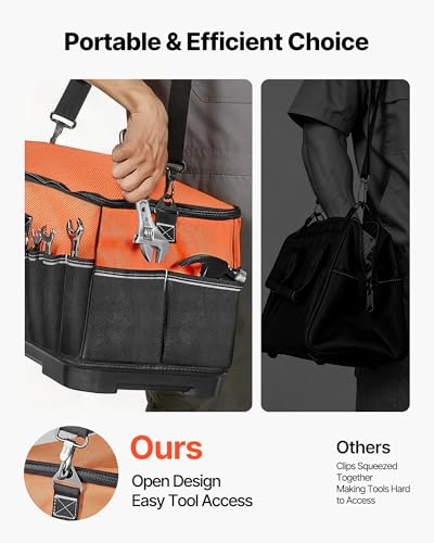 Tool Bag, 19.1 Inch, 33-Pocket Portable Large Tool Box Organizer Storage, Toolbox with Water-Resistant Base, Zipper, Adjustable Shoulder Strap Toolbag, for Men Women Dad Husband Fathers Day - view 7
