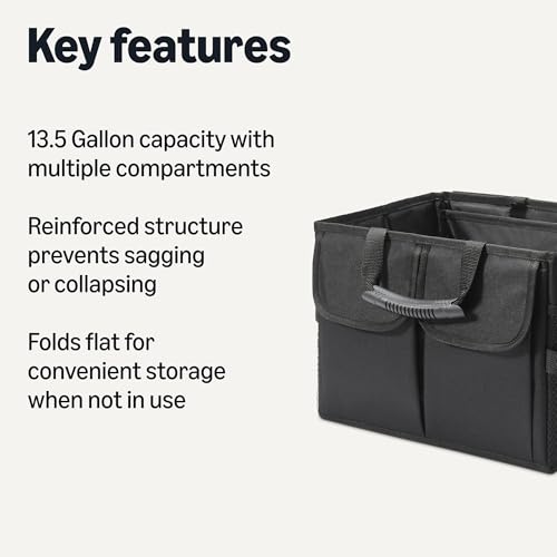 Trunk Organizer for Car, Multi-Compartment Car Storage, Foldable, 13.5 Gallon, Black - view 2