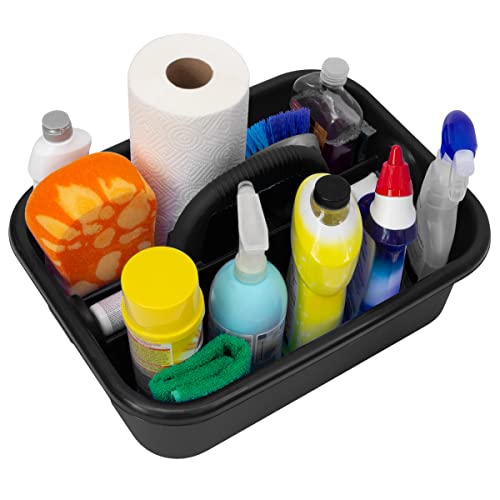 09185 Plastic Tote Tool & Supply Cleaning Caddy with Handle, 18-3/8-Inch x 13-7/8-Inch x 9-Inch, Black - view 2