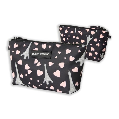 8.5 Inch Zipper Cosmetic Pouch Small Toiletry Bag Lightweight Durable Polyester Organizer with Inner Zipped Pocket Good For Makeup Accessories and Travel Needs (Paris Love) - view 3