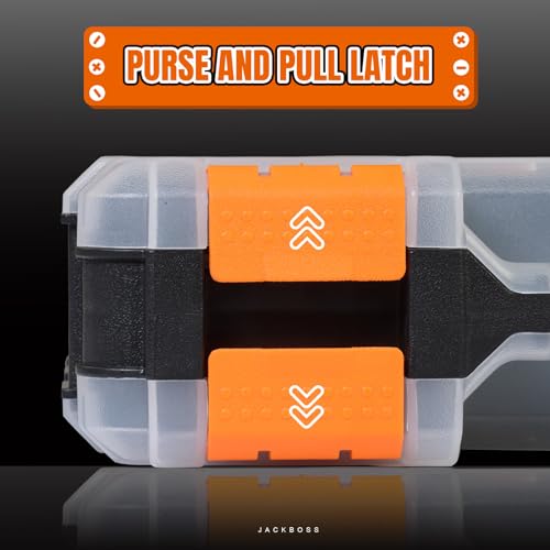 Tool Box with Transparent Lid, Double Side 34-Compartments Organizer Box with Removable Dividers for Hardware, Screws, Bolts, Nails, Beads, Jewelry and Fishing Accessories, Orange, 2 Pack - view 4
