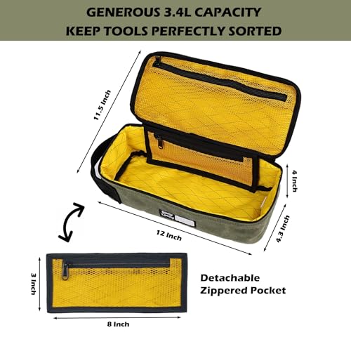 Rough Enough Small Tool Bag, 12 Inch, Heavy Duty Waxed Canvas Pouch, Green - view 5