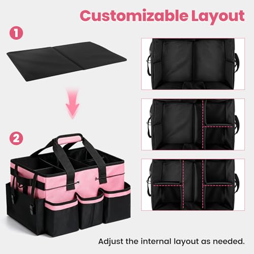 Wearable Large Cleaning Caddy Bag with Dividers, Household Cleaning Caddy for Cleaning Supplies Organizer Car Wash, Cleaner Tote Detailing Bag with Shoulder Strap and Handles for Housekeeper Storage - view 3