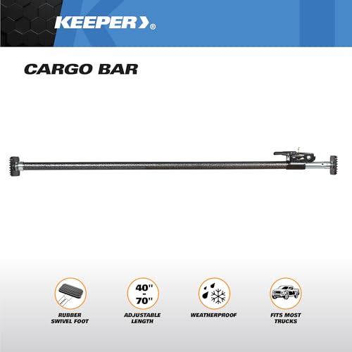 Adjustable Cargo Bar for Pickup Truck Bed, Ratcheting Cargo Bar, Ideal Work Truck Accessories, Black/Silver, 40"-70" Adjustable Length - view 2