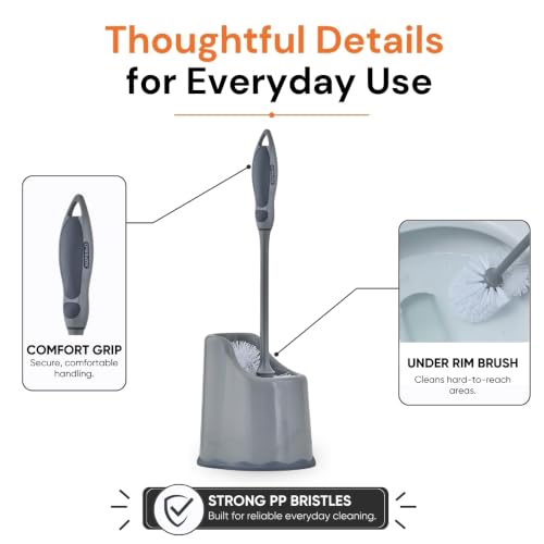 Toilet Brush and Holder (1 Pack) Toilet Scrubber Bowl Cleaner Brushes Wand, Toilets Brush with Holder Caddy, Bathroom Cleaning Brush, Bowl Brush Set - view 5