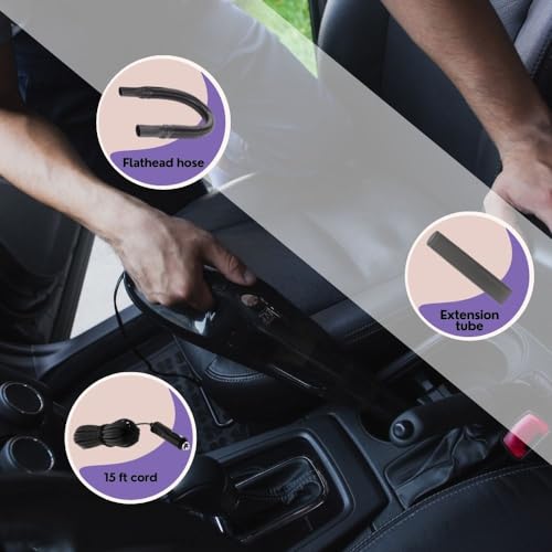 Black Handheld Portable Car Vacuum Cleaner, 120W 12V Corded Vacuum, Copper Feature, Car Interior Detailing, Compact Auto Vacuum, Powerful Car Cleaning Kit, Travel Essentials, Car Accessories - view 5