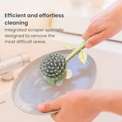 Florganic Dish Brush with Holder, Dish Scrubber, Pink - view 6