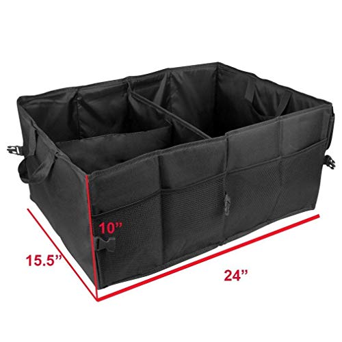 Cargo Organizer Storage Container Collapsible Basket Universal For Cars Trunks SUVs with Two Handles and Side Pockets (Size: L 24" x W 15.5" x H 10") - view 3