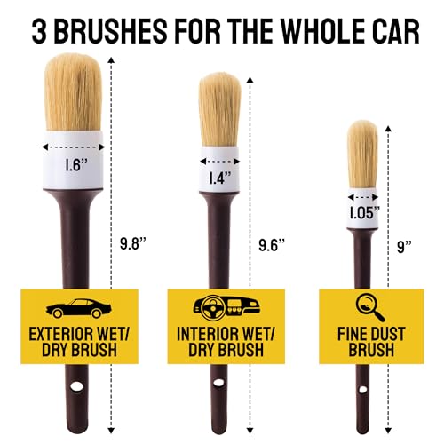 Car Detailing Brush Set 3-pc, Car Detailing Kit Interior - view 3
