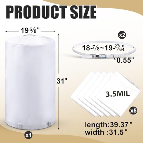 8 Pcs Dust Collector Bags and Band Clamps Set, Filter Replacement Bag, Fit for Dust Collector Woodworking with Diameters from 18-7/8" to 19-27/64" (3.5mil) - view 2