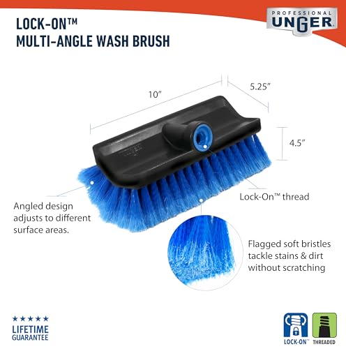 Professional Lock-On HydroPower 10” Bi-Level Soft Wash Brush, Compatible with Waterflow Poles, Outdoor Cleaning Supplies, Great for Patios, Siding, Windows, Cars, and Boats - view 3