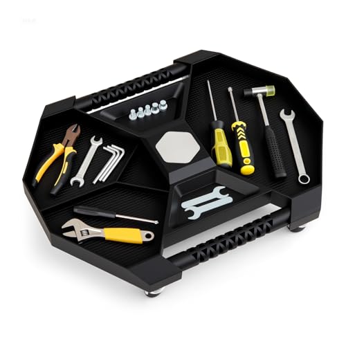Rolling Tool Tray, Under Car Magnetic Moving Tray with 4 Swivel Casters, 55 LBS Capacity Caddy Tray, Tool Tray Creeper for Garage, Workshop, Automotive Repair, Mechanics